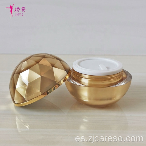 Tarro de crema acrílica en forma de bola con superficie de diamante